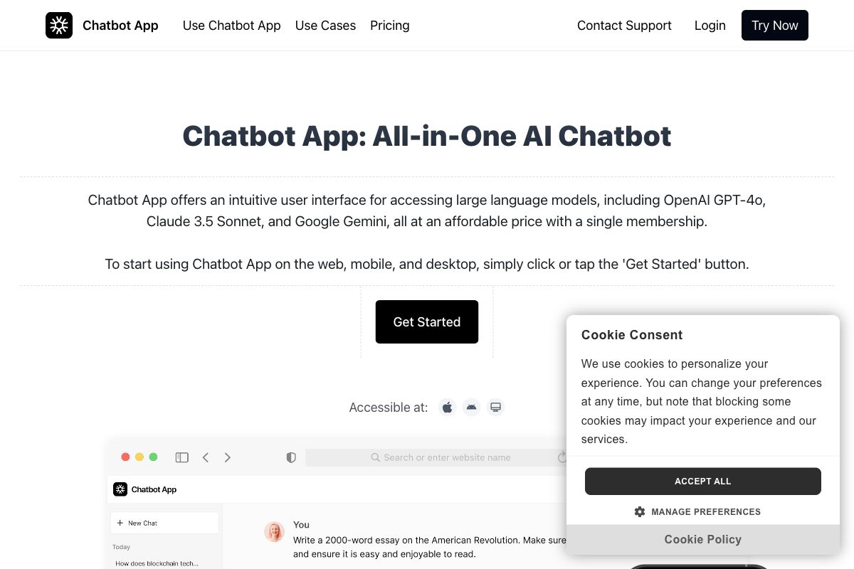 Chatbot App: All-in-One AI Chatbot