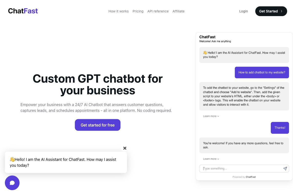 ChatFast - Custom GPT Chatbot for Your Business