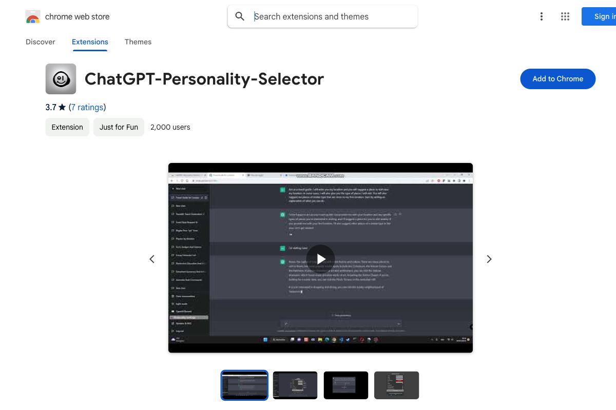 ChatGPT Personality Selector