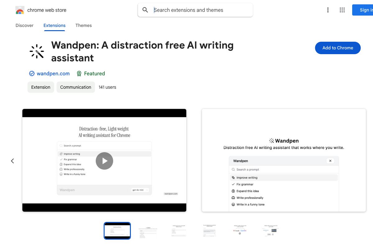 Wandpen: A Distraction-Free AI Writing Assistant