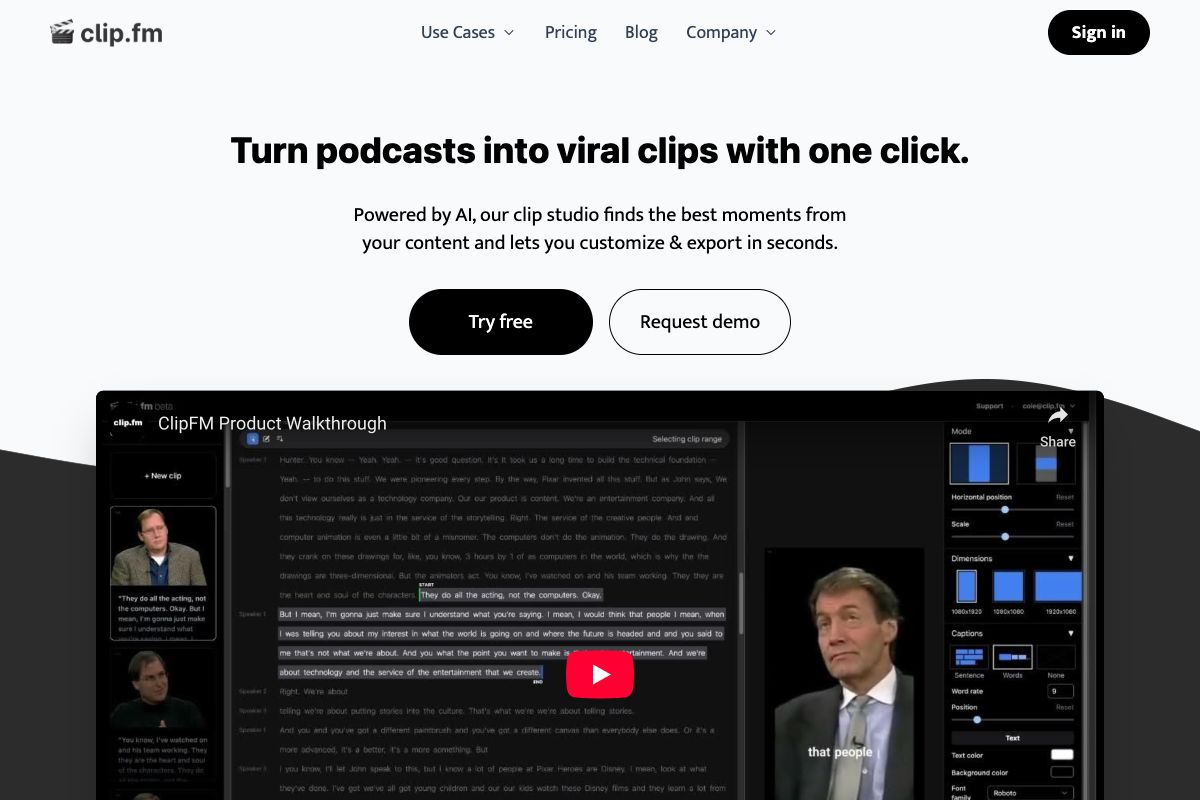 ClipFM - AI-powered Podcast Clipper