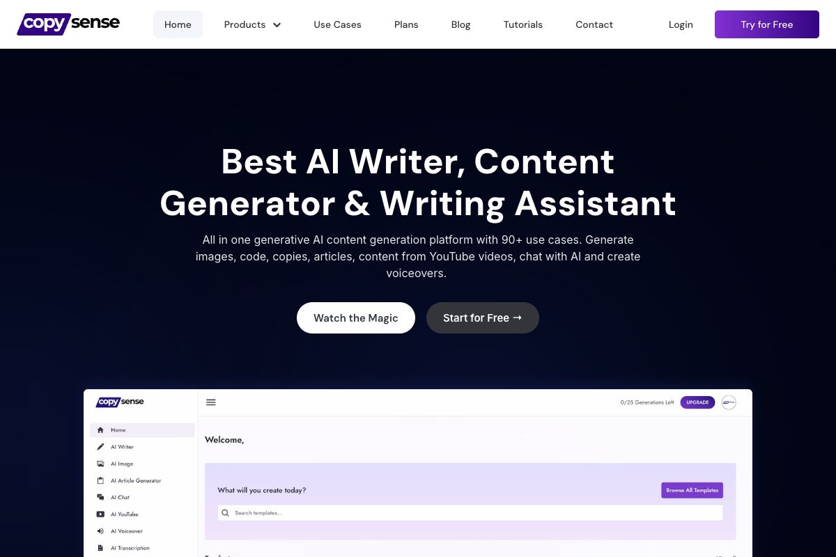 Copysense AI: All-in-One AI Content Generator Platform