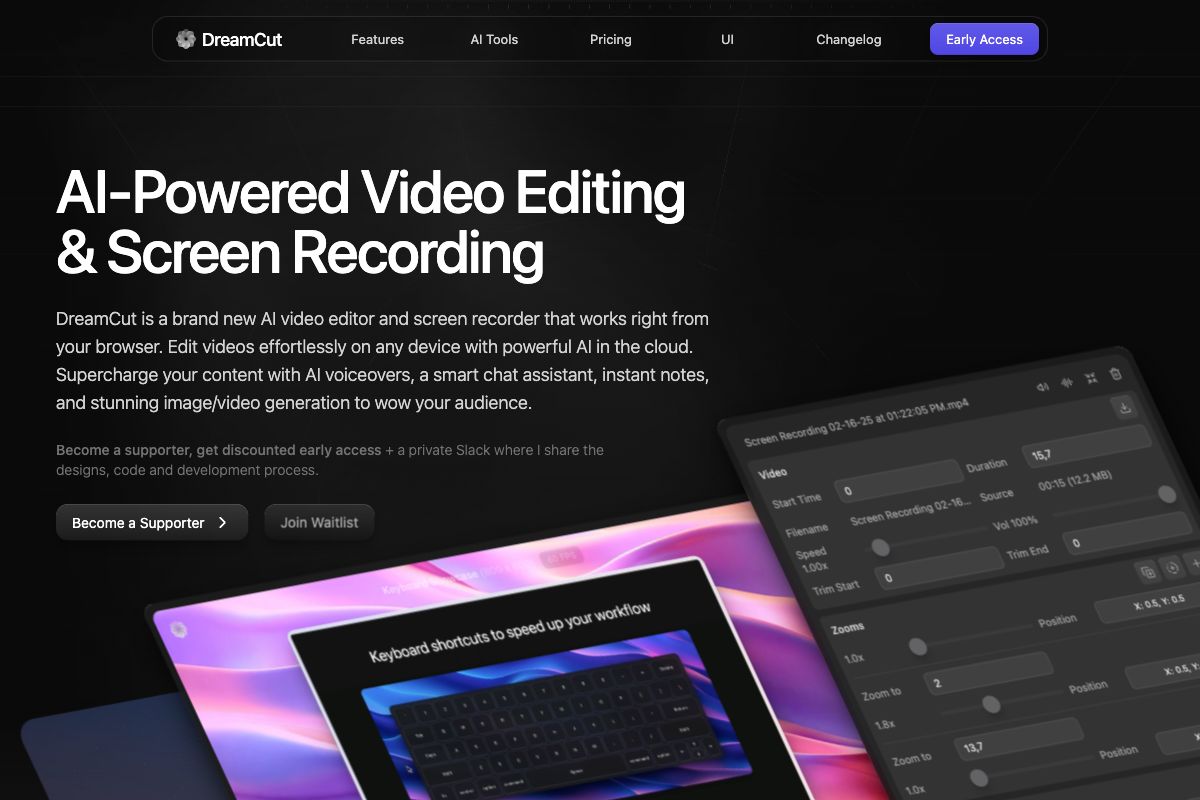 DreamCut: AI-Powered Video Editing & Screen Recording