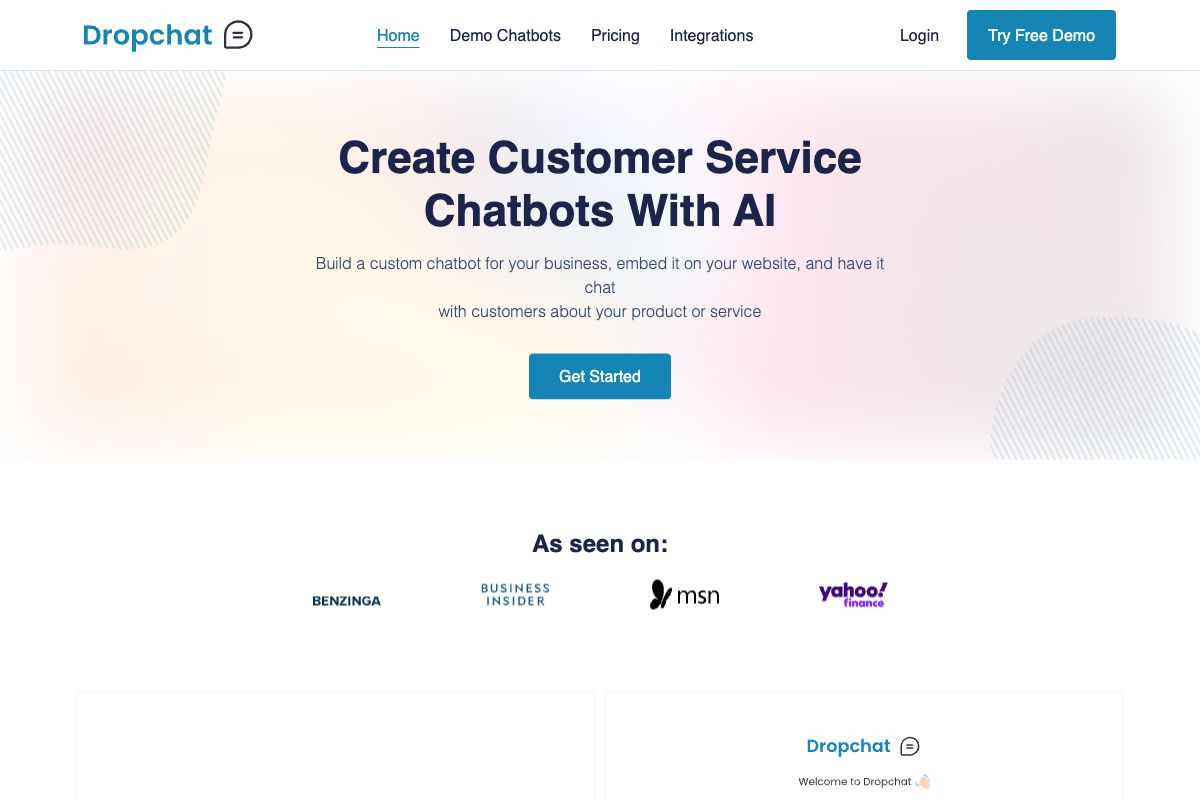 Dropchat - Create Customer Service Chatbots With AI