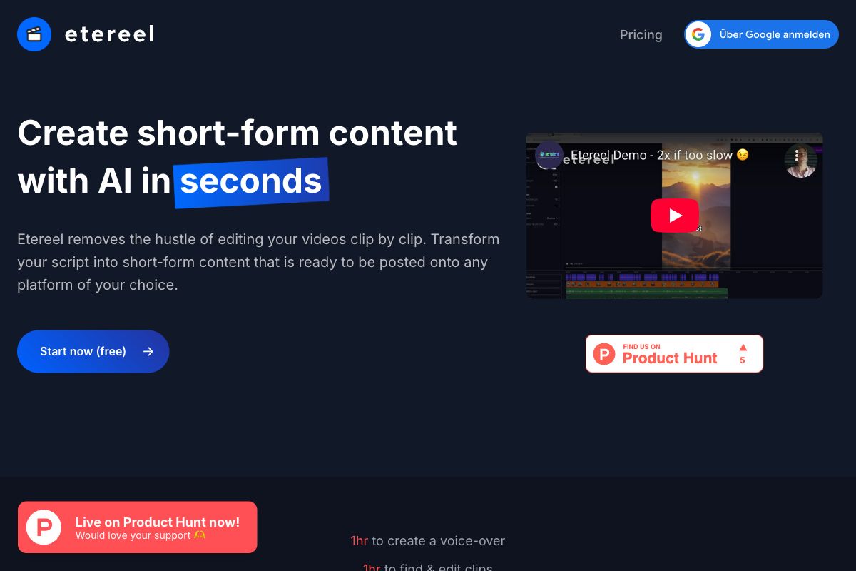 Etereel - AI-Powered Short-form Video Creator