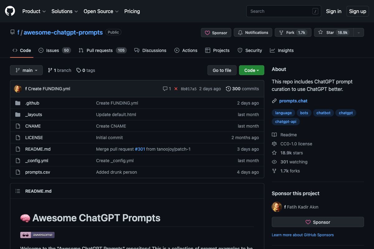 GitHub - f/awesome-chatgpt-prompts