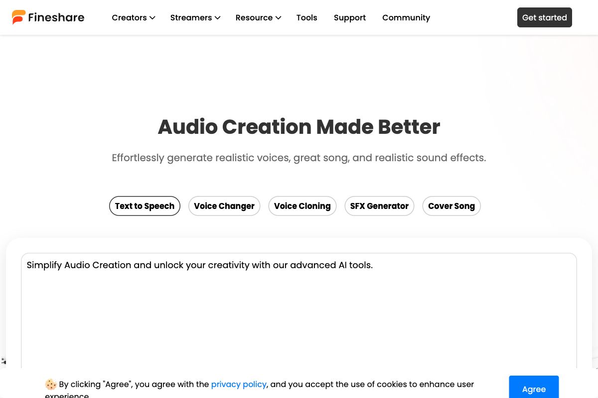 Fineshare: AI-Powered Audio Creation