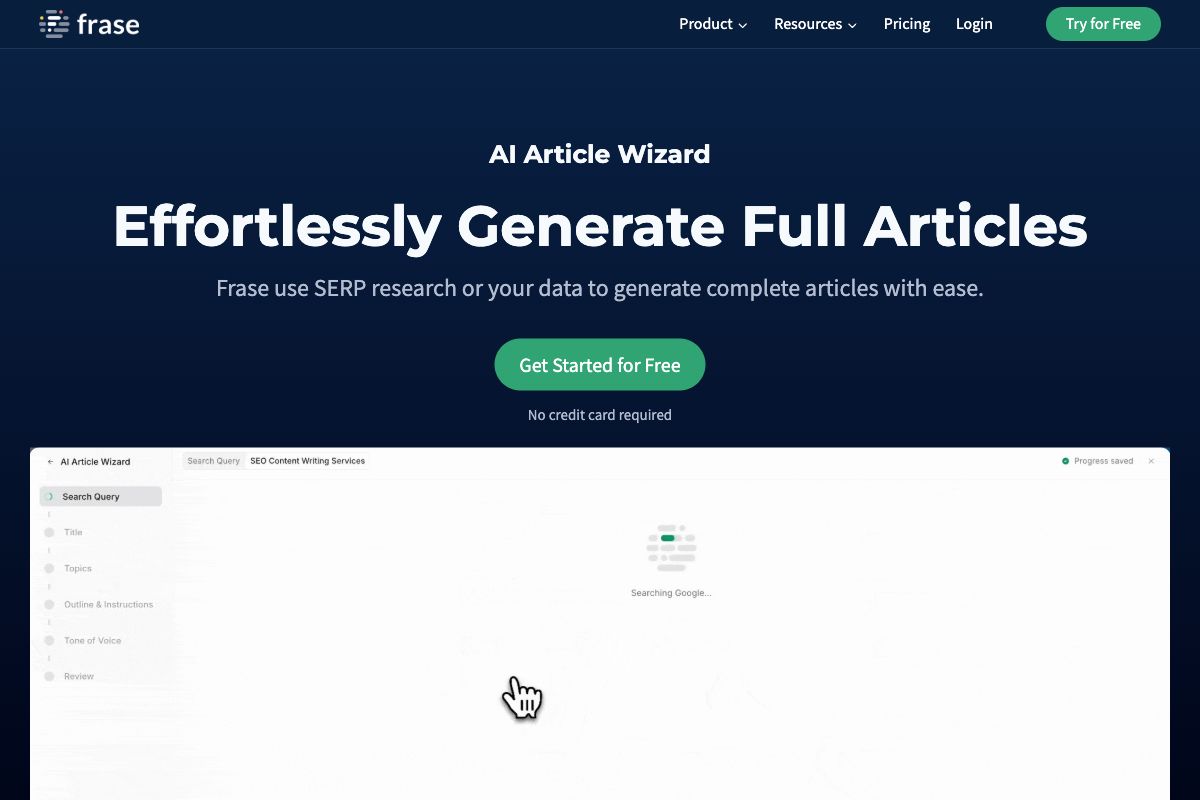 Frase - AI Article Wizard for SEO Content Generation