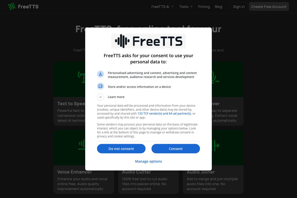 FreeTTS - Free Online Audio Tools