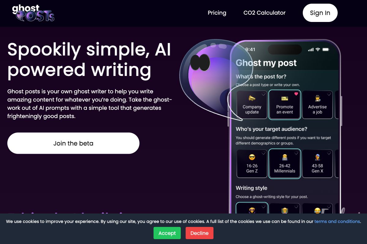 Ghost Posts - AI Powered Writing Tool