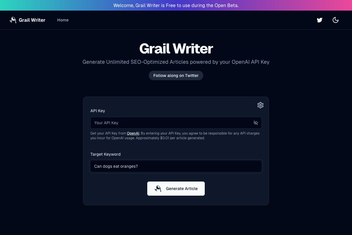 Grail Writer: SEO-Optimized Article Generator