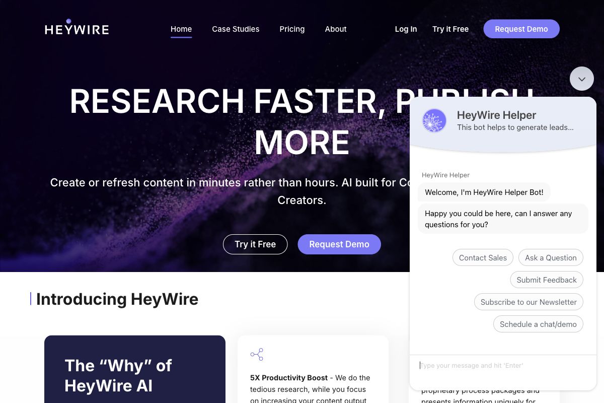 HeyWire AI Content Creation Tool