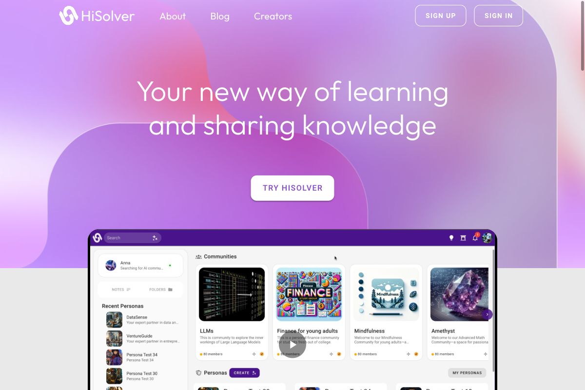 HiSolver: A New Way to Learn and Share Knowledge