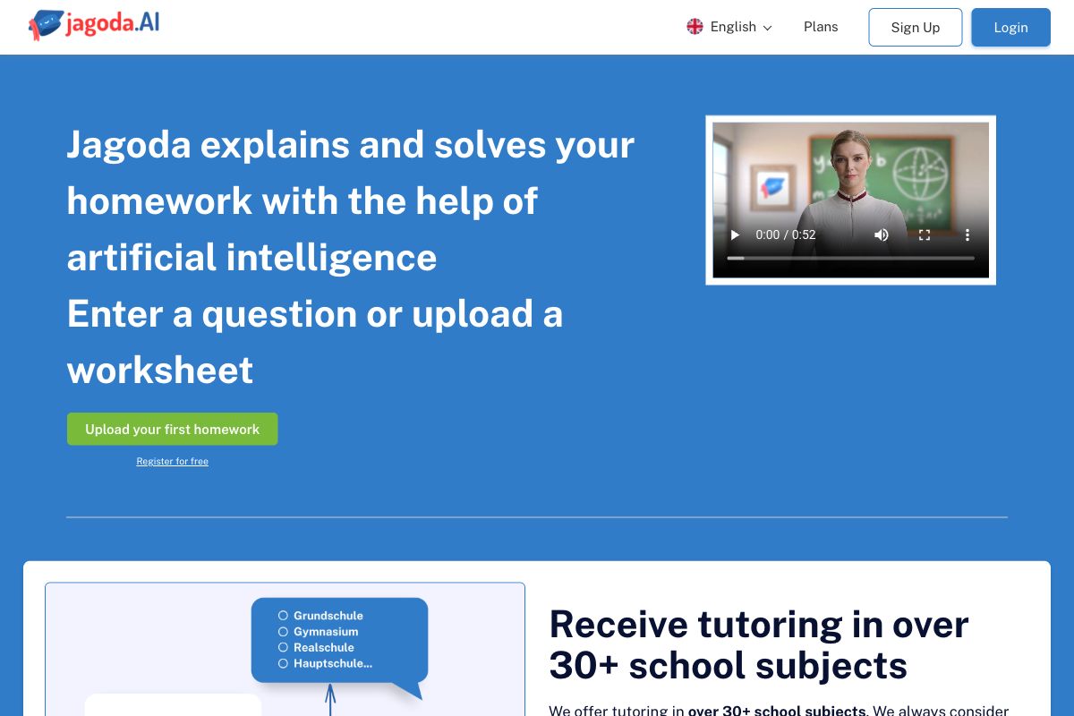 Jagoda AI Homework and Tutoring Platform