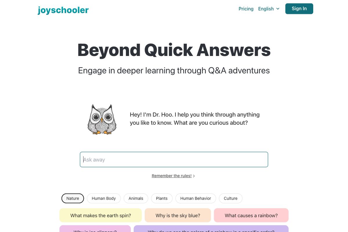 Dr. Hoo - Engage in Deeper Learning through Q&A Adventures