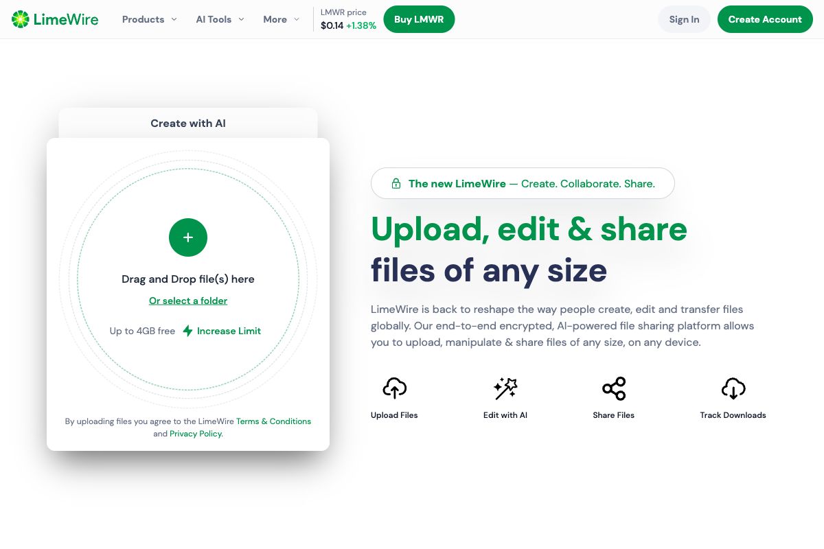 LimeWire - AI-Powered File Sharing Platform