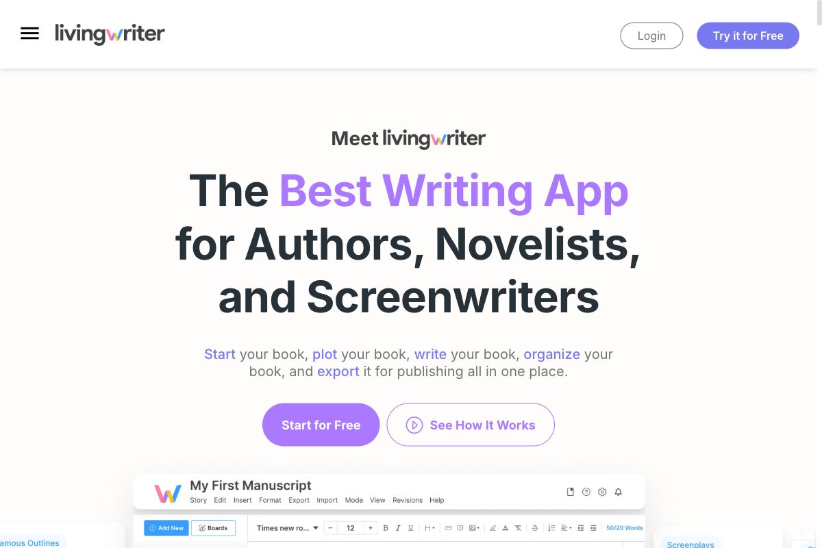 LivingWriter - The Best Writing App for Authors, Novelists, and Screenwriters