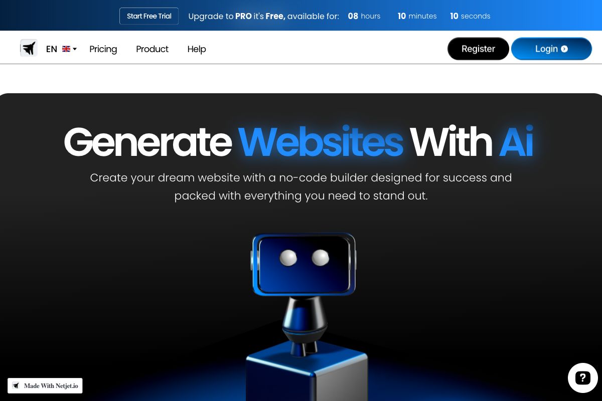 Netjet.io - AI-Powered No-Code Website Builder