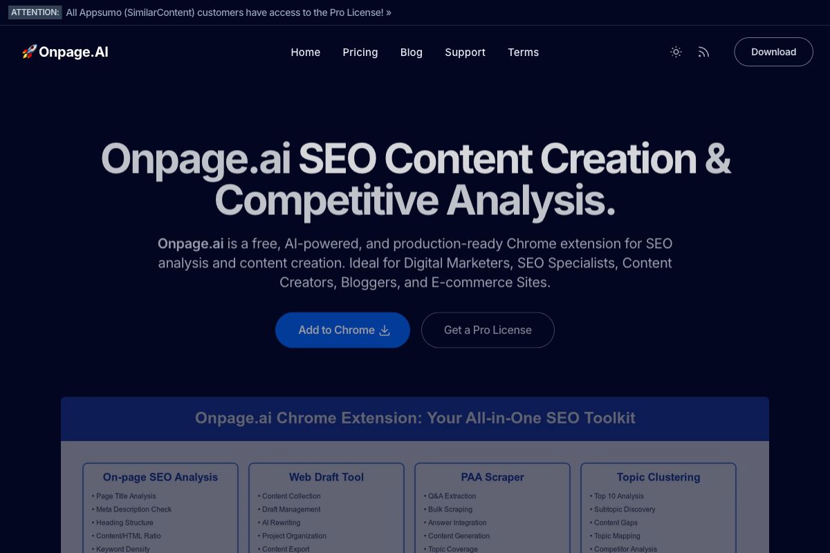 Onpage.ai SEO Content Creation & Competitive Analysis