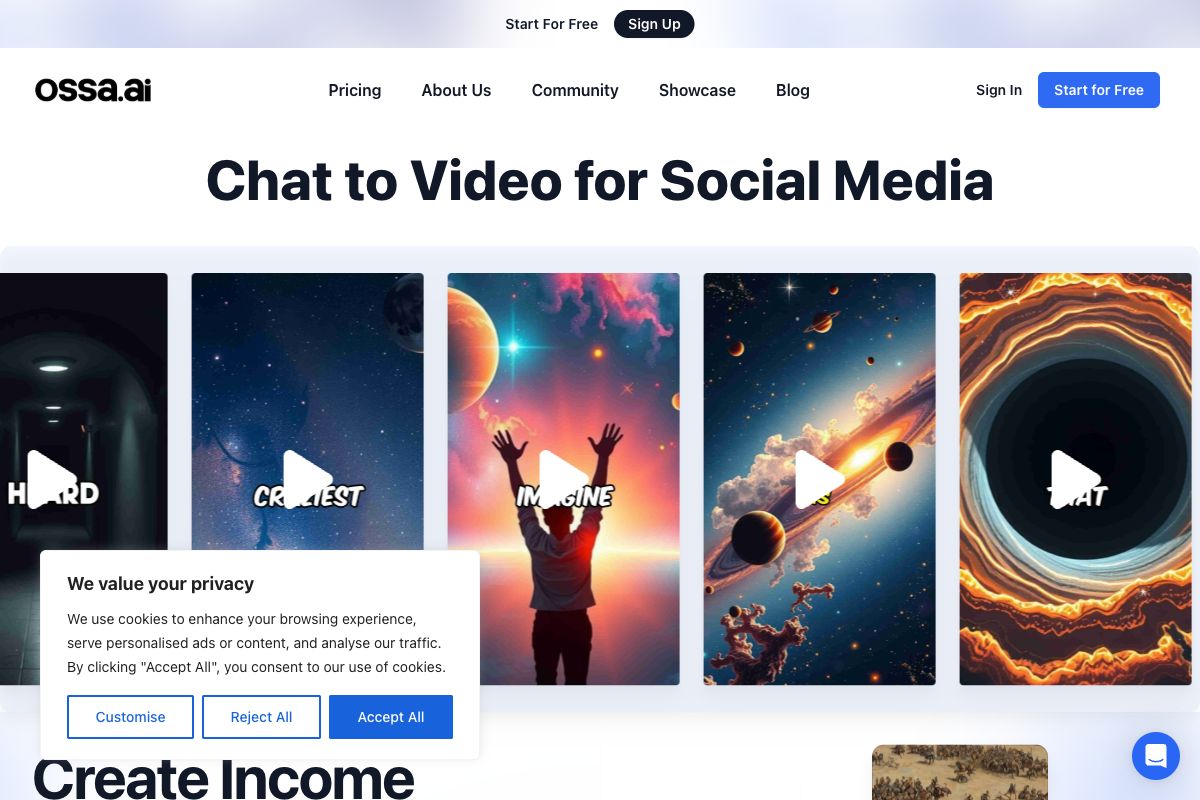 OSSA.AI - Faceless Social Media Content Creation Tool