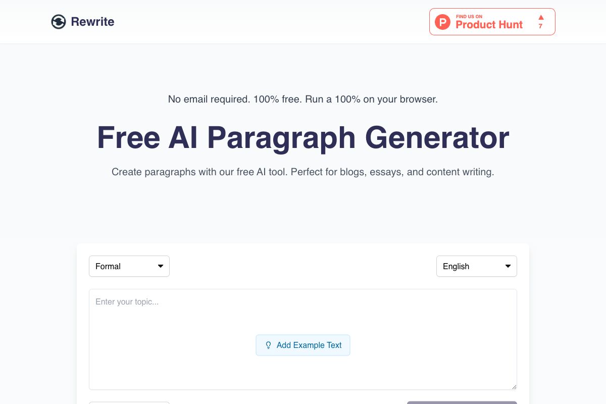 Free AI Paragraph Generator - Rewrite