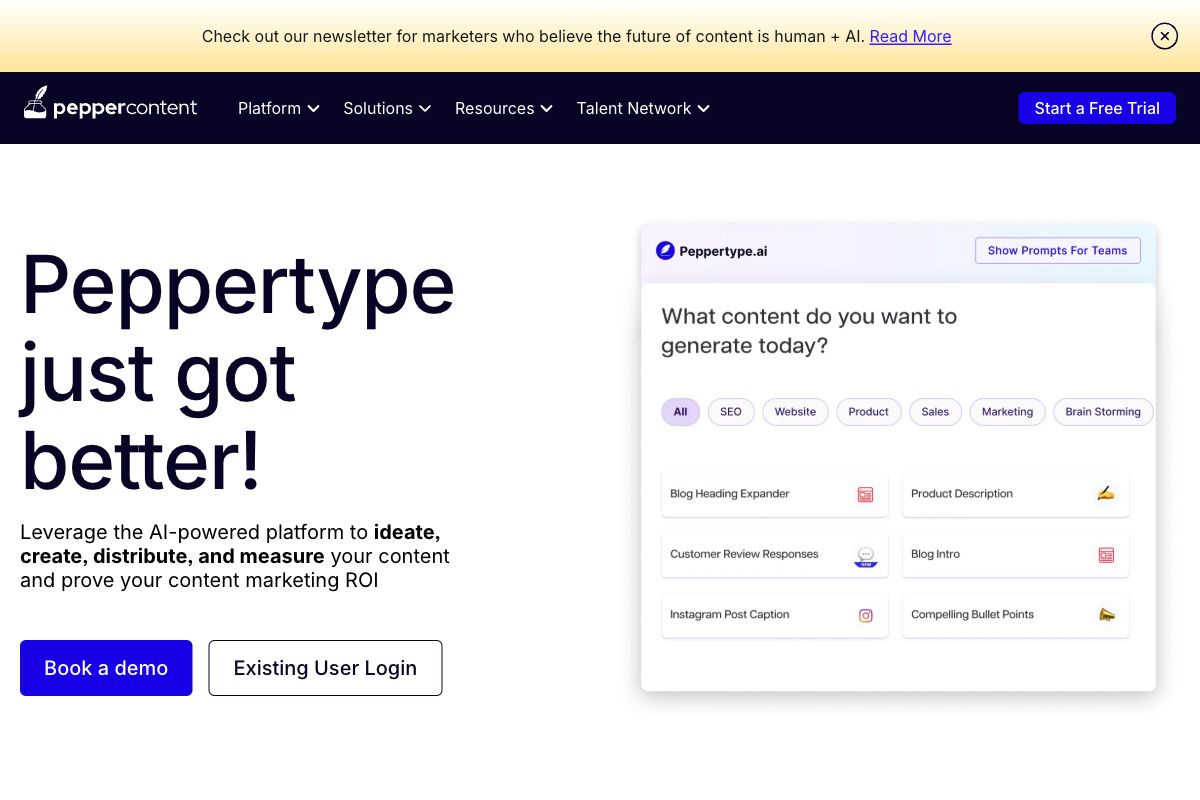 Peppertype AI Content Marketing Platform