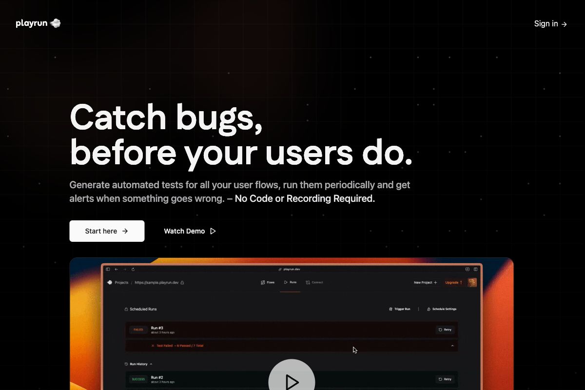 Playrun - Automated Testing for User Flows