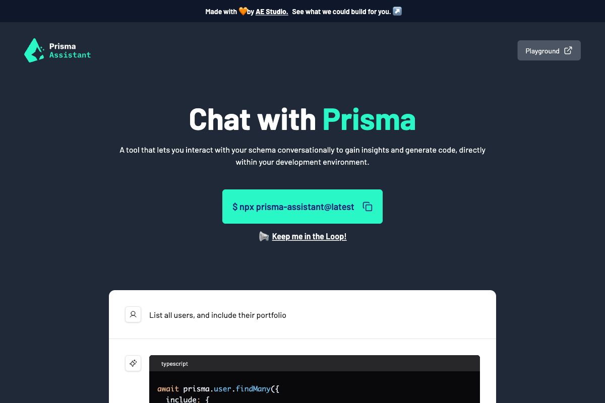 Prisma Assistant: Conversational Code and Schema Tool