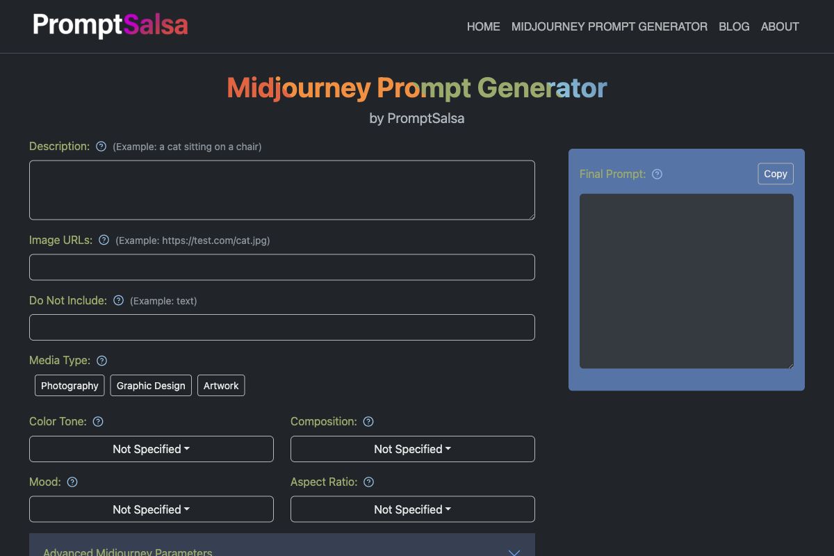 Midjourney Prompt Generator by PromptSalsa