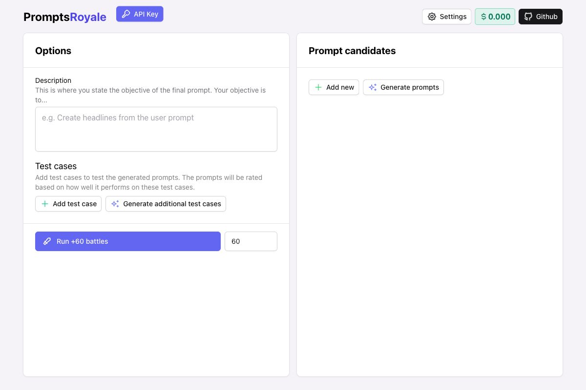 PromptsRoyale - AI Prompt Engineering Tool