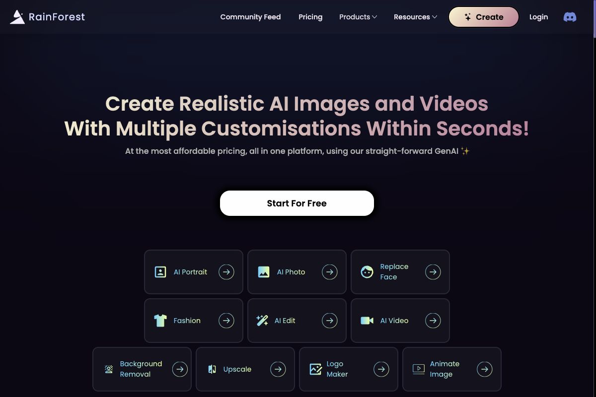 RainForest: AI Image and Video Generation Platform