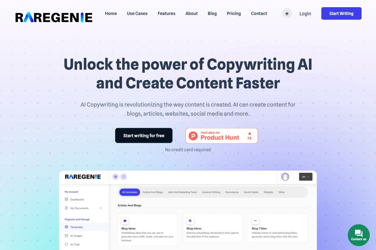 RareGenie - AI-Powered Content Writing Platform