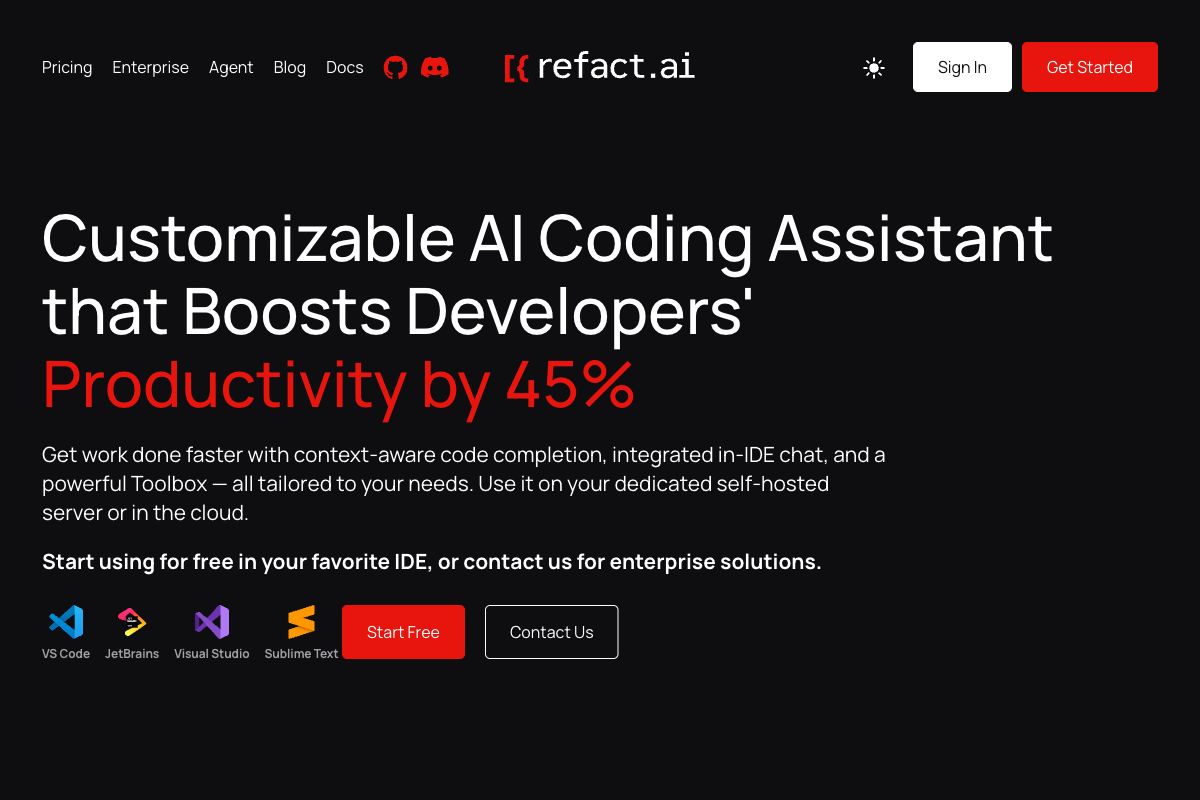 Refact AI: Customizable AI Coding Assistant