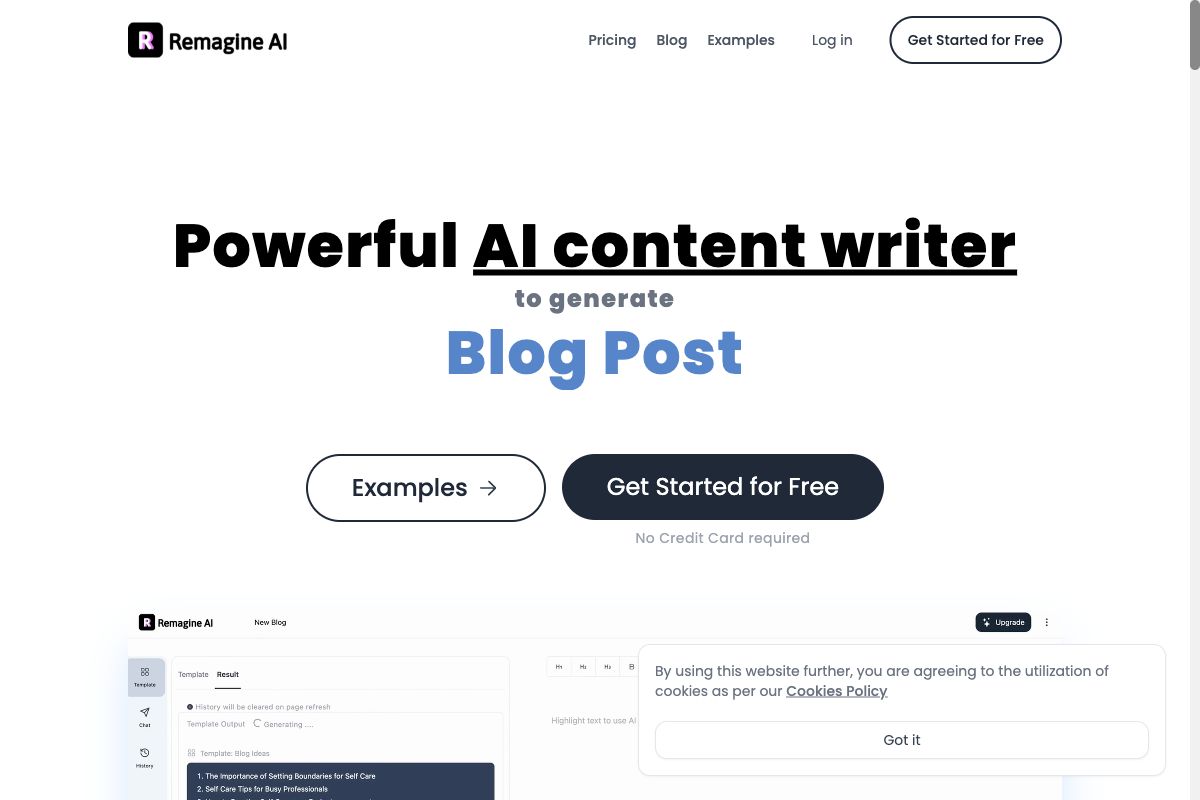 Remagine AI – AI-Powered Content Writing Tool