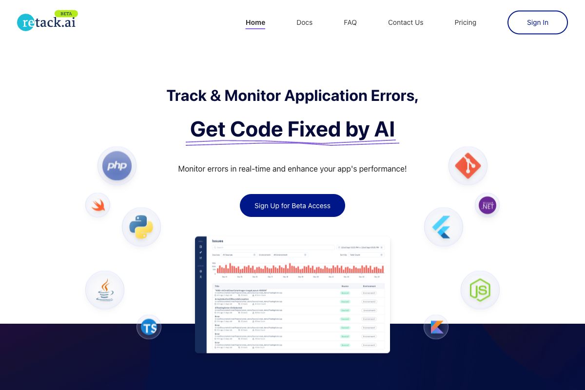 Retack AI: Real-Time Error Tracking and Fixing