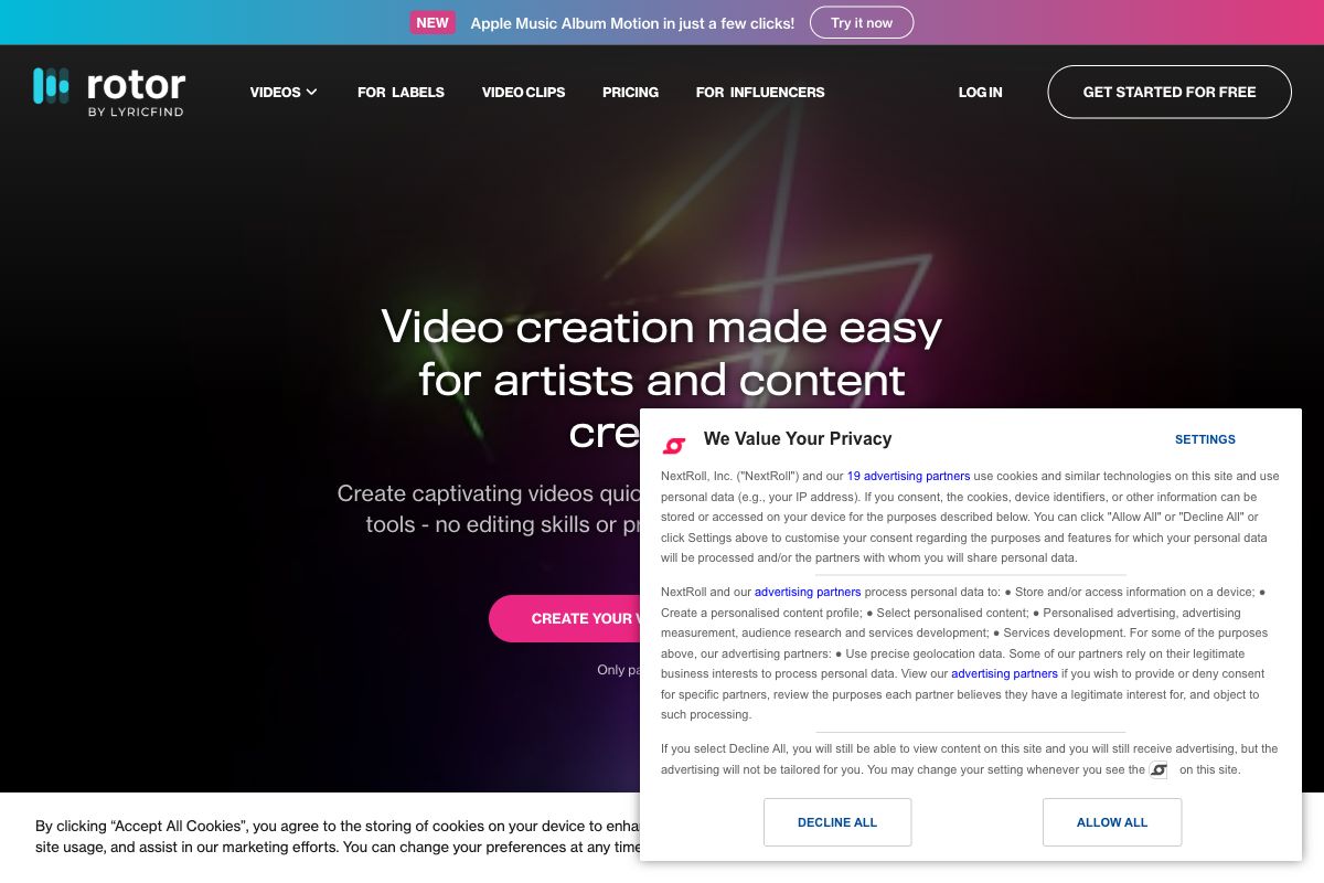 Rotor: Easy Video Creation Tool for Musicians and Artists