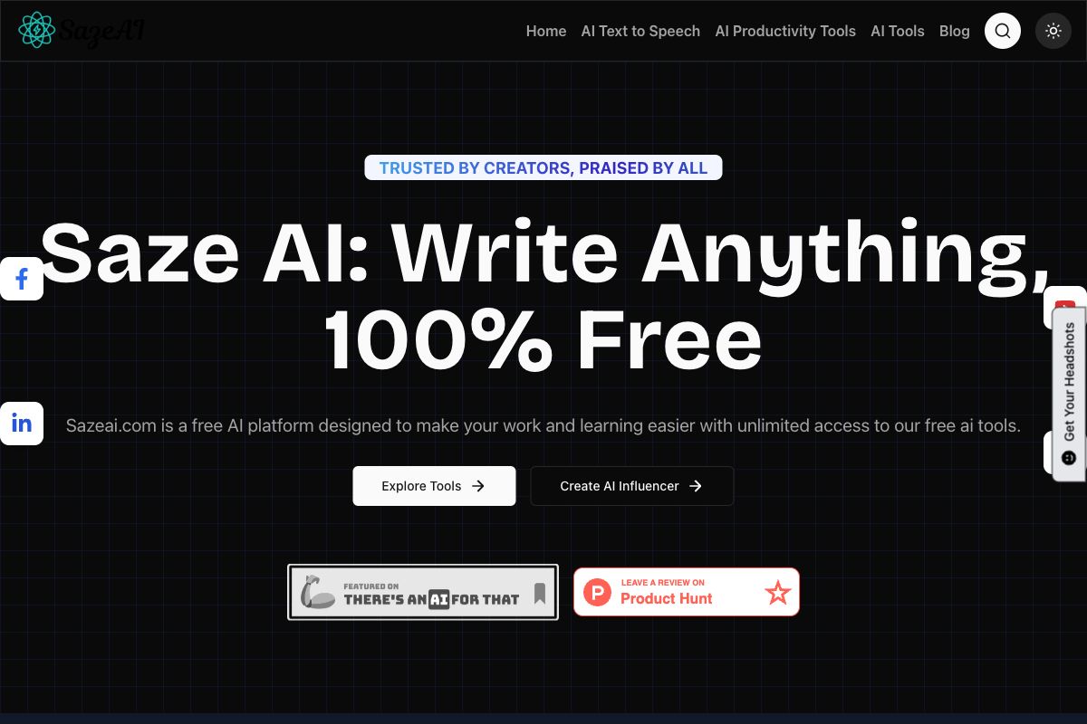 Saze AI: Write Anything, 100% Free