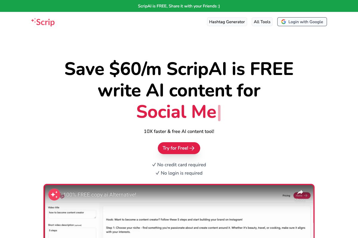 ScripAI - Free AI-Powered Content Creation Tool