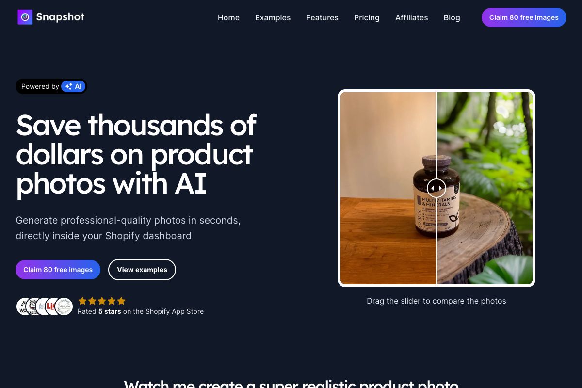 Snapshot AI - AI-Powered Product Photo Generation for Shopify