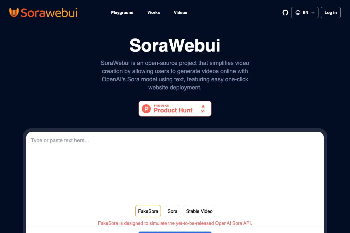 SoraWebui: Text-to-Video Generation Platform