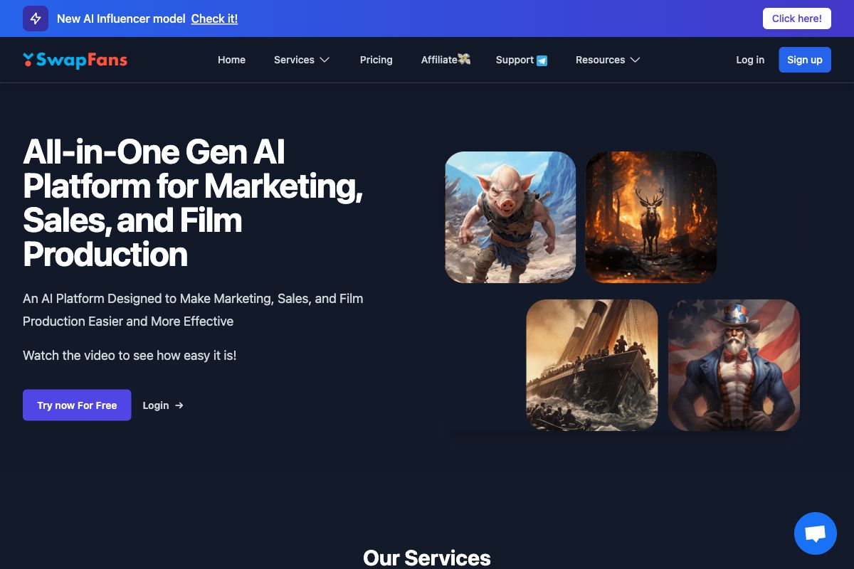 SwapFans: All-in-One Generative AI Platform for Marketing, Sales, and Film Production