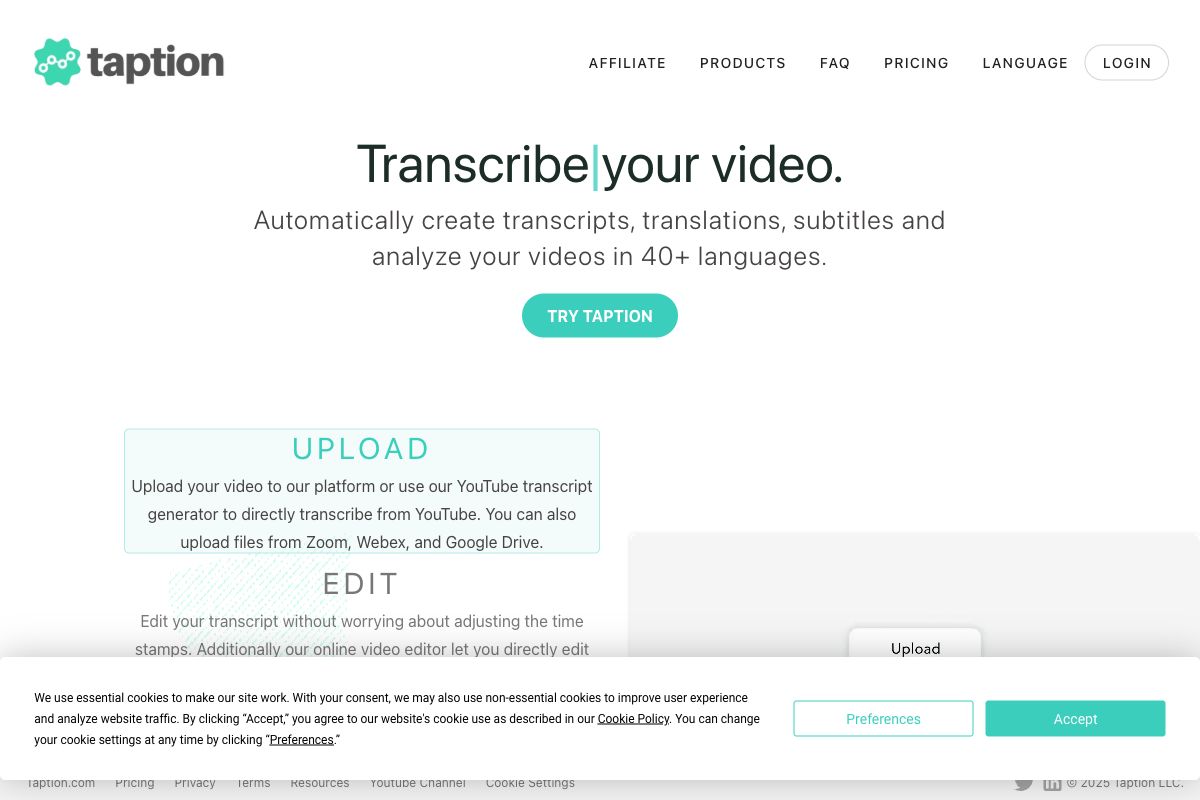 Taption - Automatic Transcription and Subtitling Platform