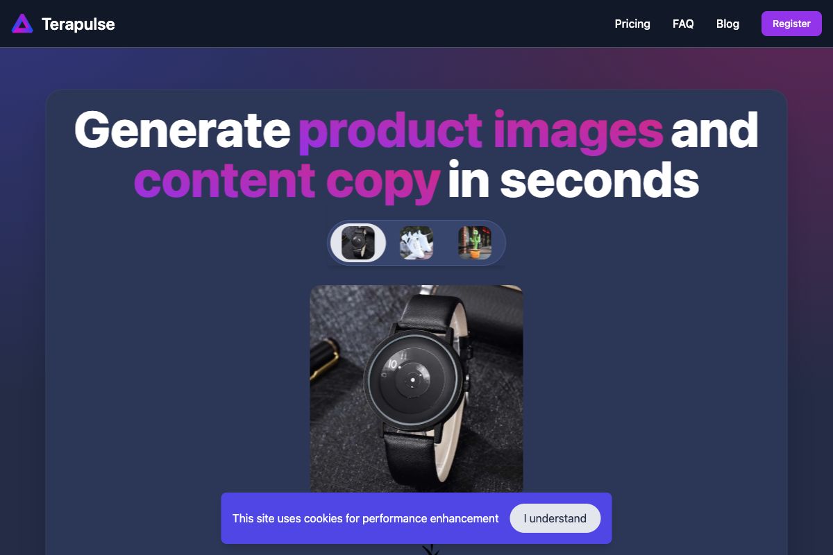 Terapulse - AI-driven Product Image and Content Copy Generator