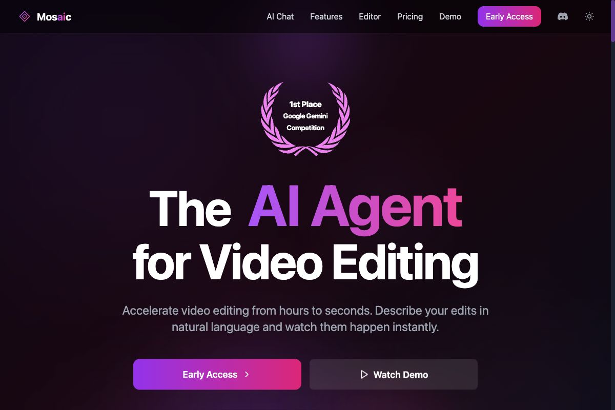 Mosaic AI - The AI Agent for Video Editing