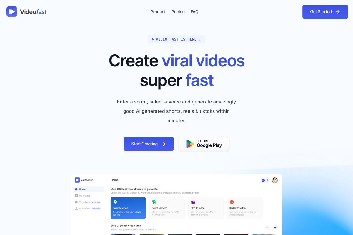 VideoFast - Viral Video Creation Tool