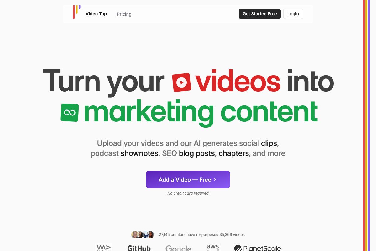 Video Tap: Transform Videos into Marketing Content