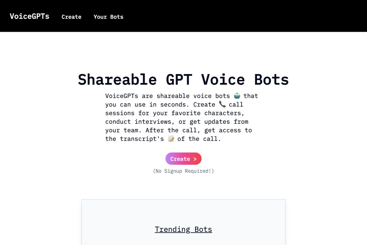 VoiceGPTs - Shareable GPT Voice Bots