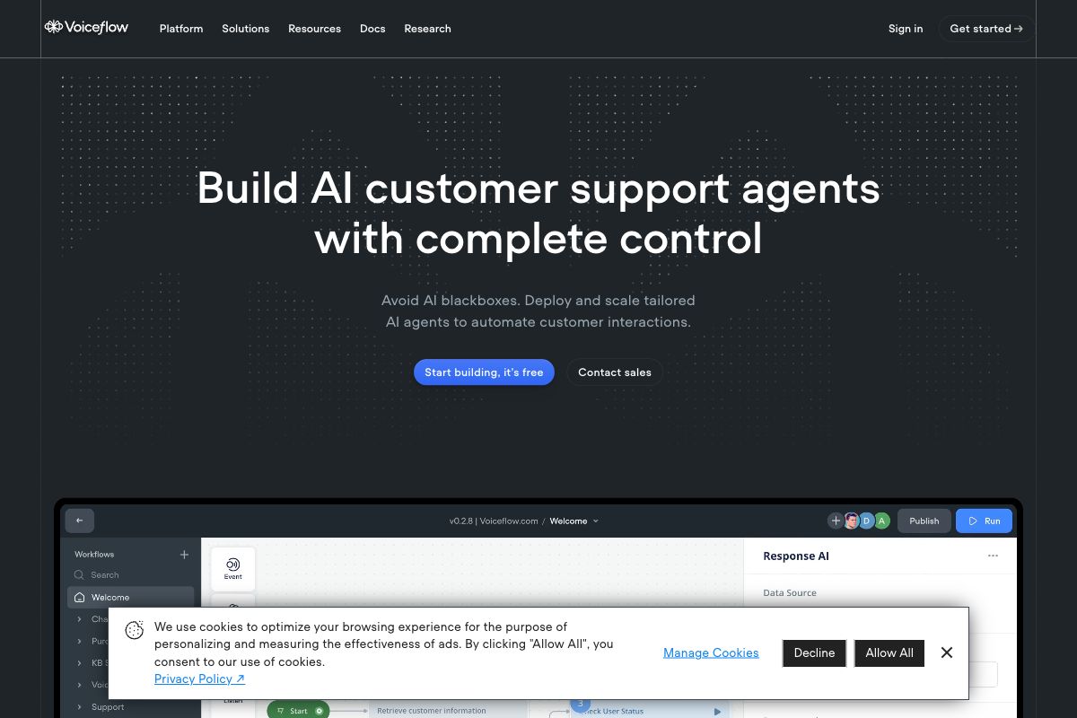 Voiceflow: Build AI Customer Support Agents