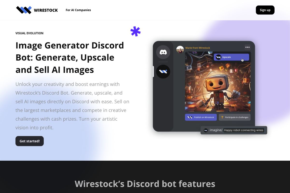 Wirestock - AI Image Generator Discord Bot