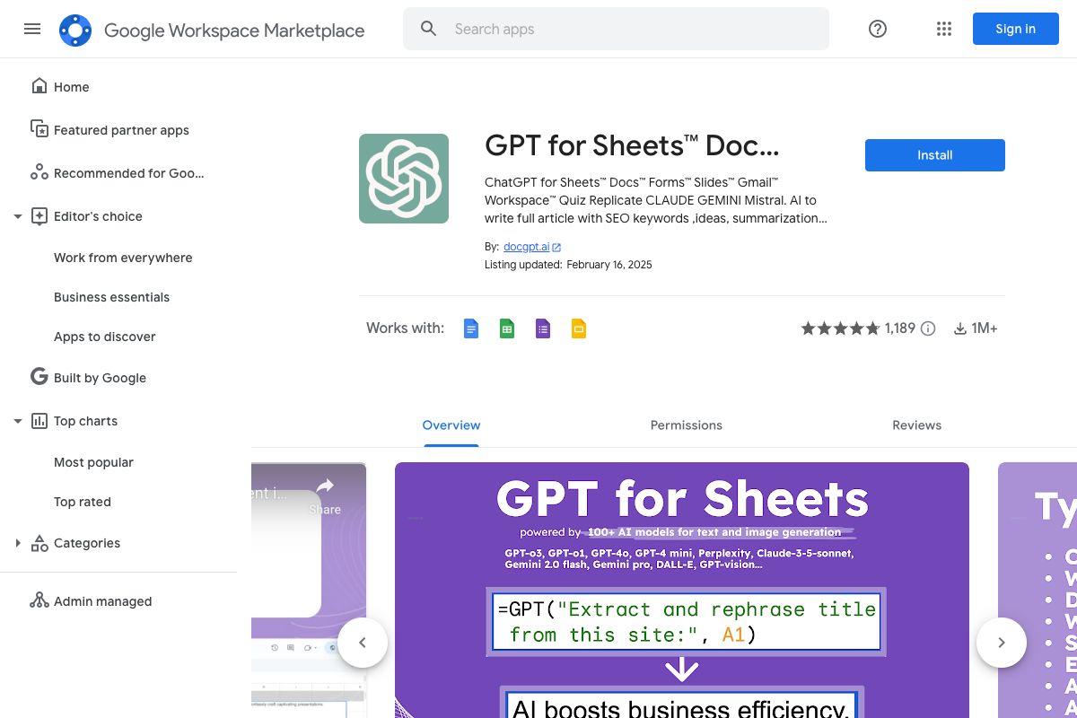 GPT for Sheets™ Docs™ Forms™ Slides™